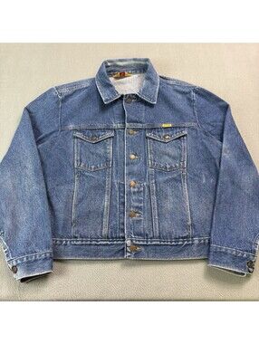 Vintage 70s 80s Rustler Denim Jean Trucker Jacket Size XL Blue